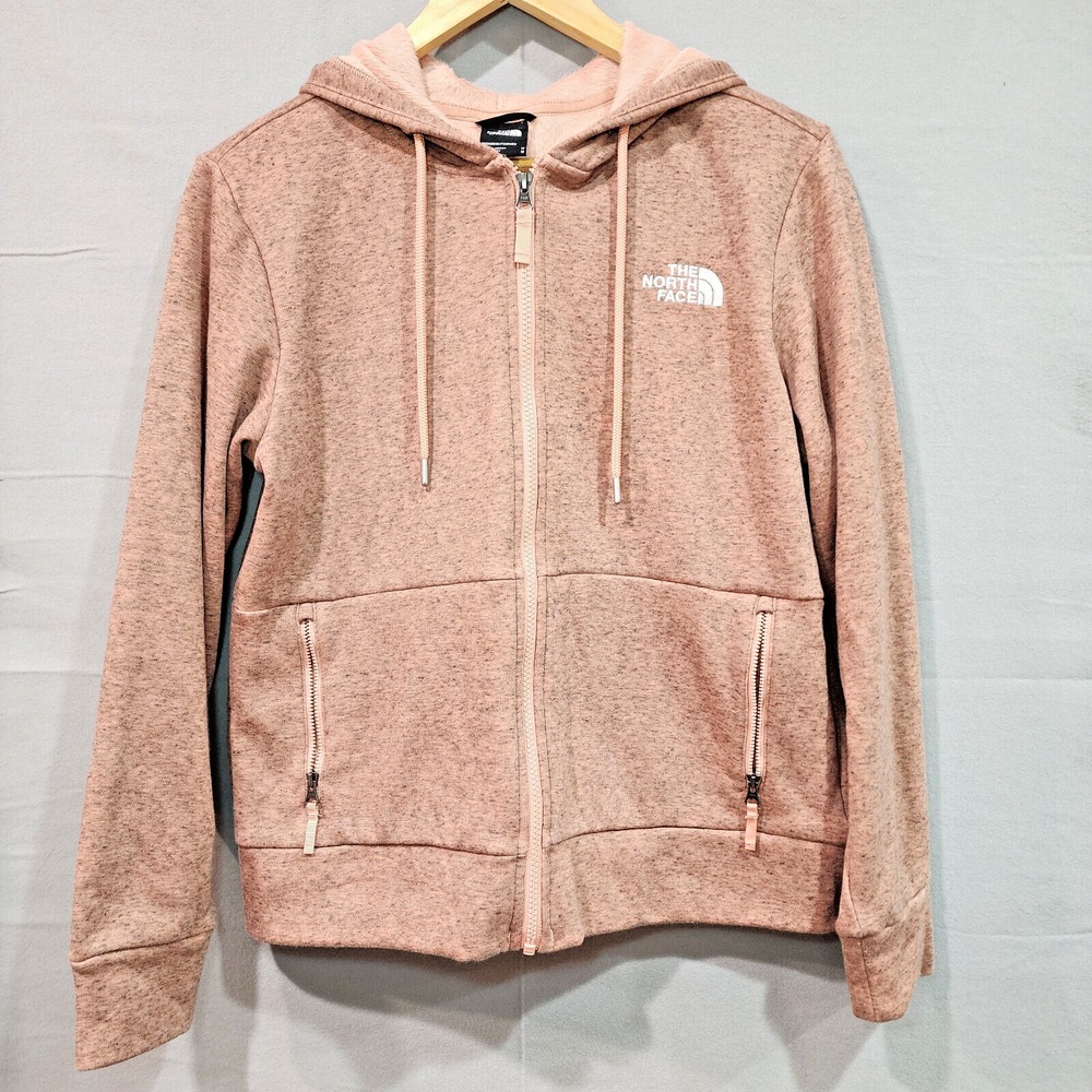 The North Face Full Zip Hoodie Pink Heathered Fleece Lined Womens Medium